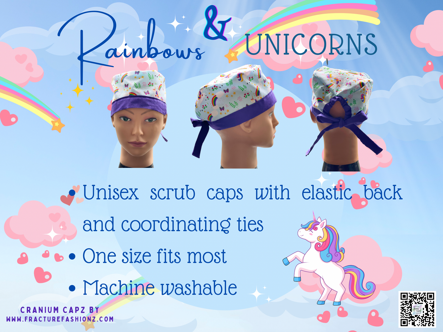 Scrub Hat | Rainbows and Unicorns Scrub Hat