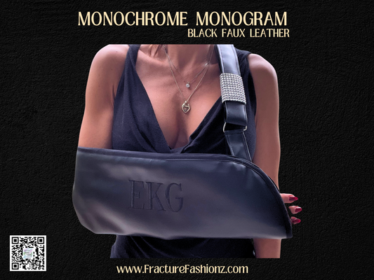 Monochrome Monogram Black Faux Leather Arm Sling
