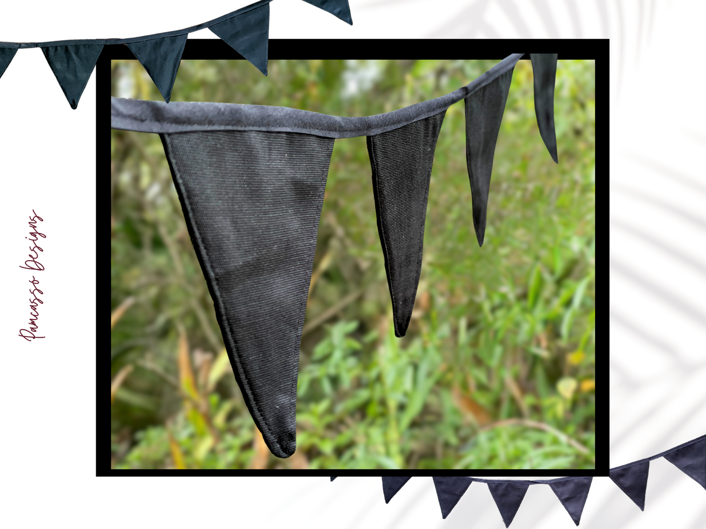 Solid Black Canvas flag buntings