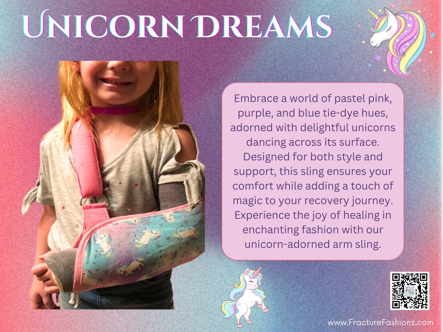 Unicorn Dreams: Padded Arm Sling in Pastel Tie-Dye