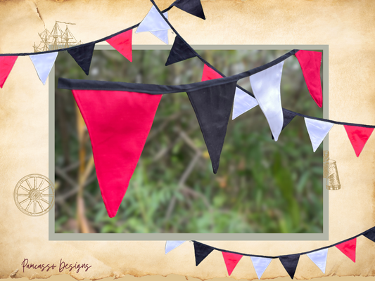 White Black and Red Canvas flag buntings