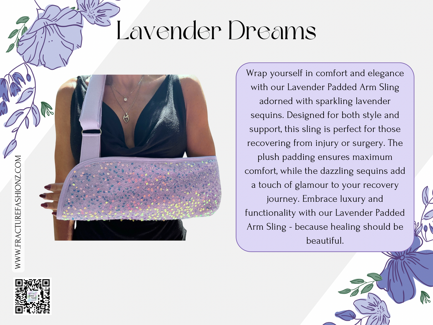 Lavender Dreams: Sparkling Sequin Padded Arm Sling