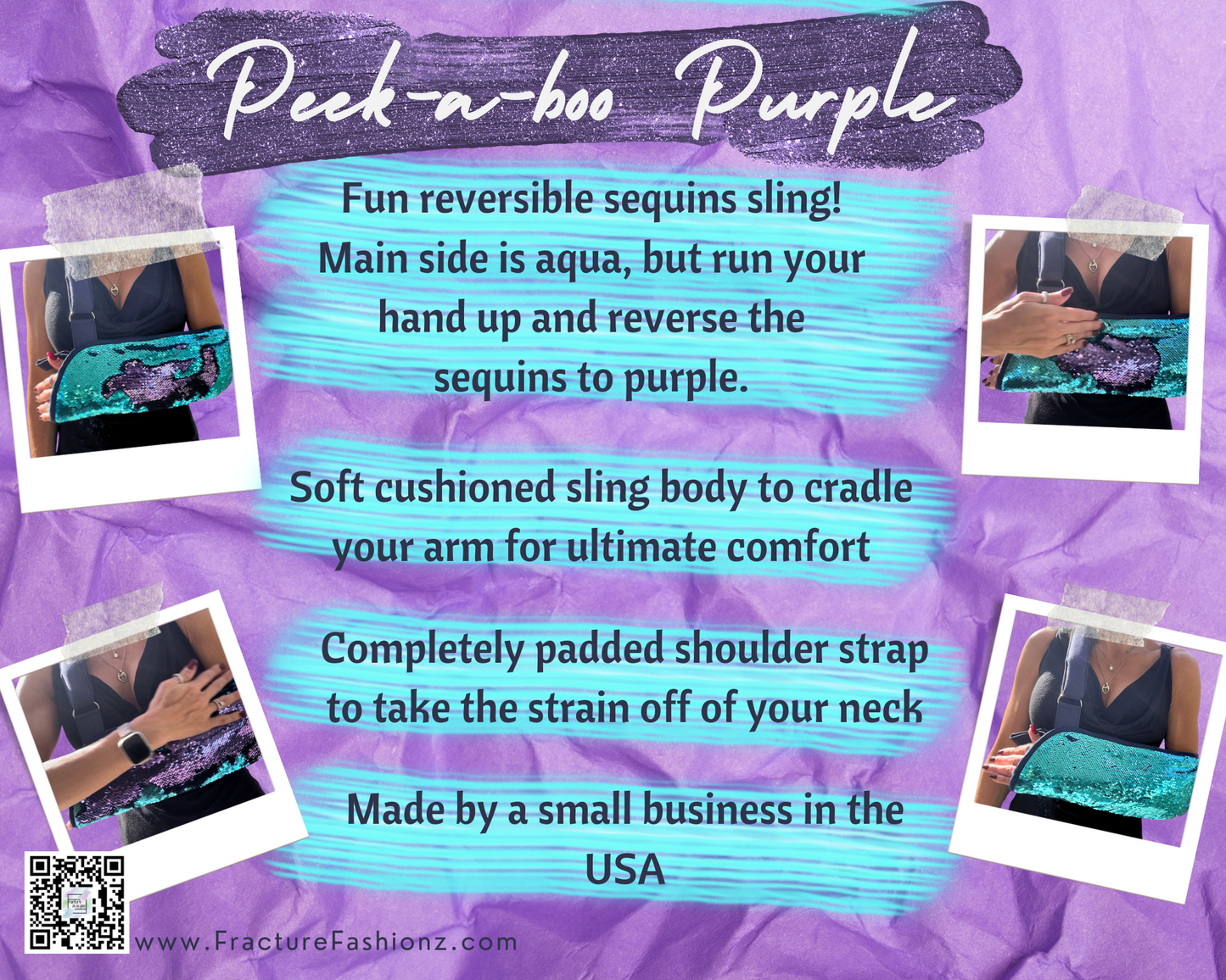 Peek-a-Boo Purple Reversible Sequins Arm Sling