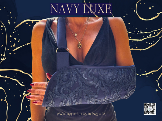 Navy Luxe Sequins and Embroidered Floral Arm Sling