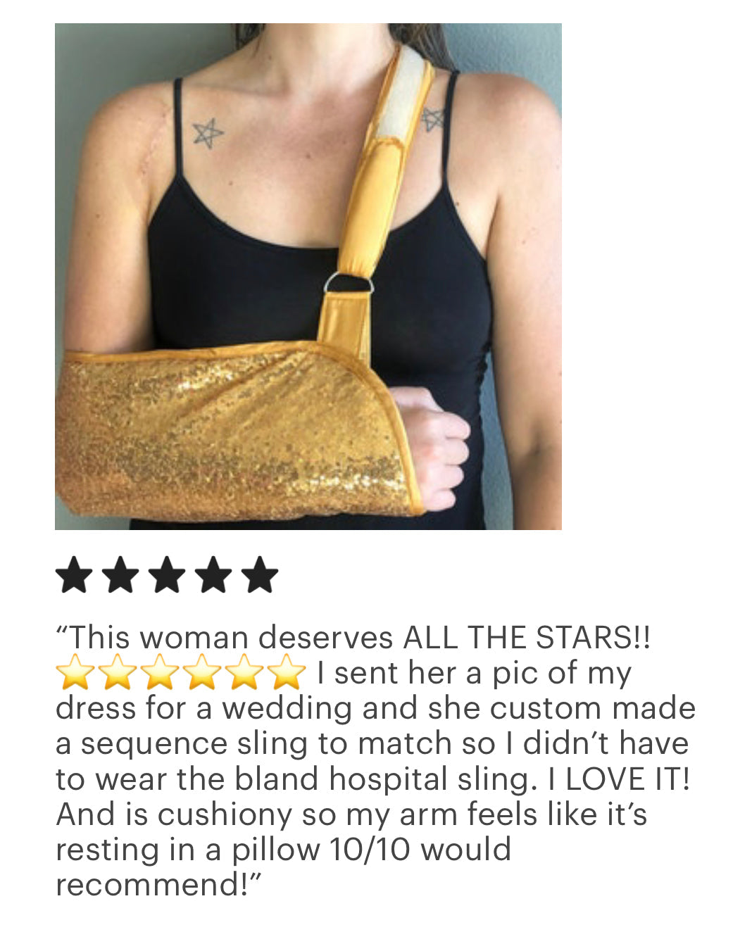 deep gold sequins arm sling 5 star review