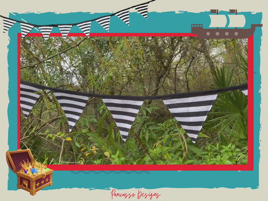 Black and White Striped flag buntings