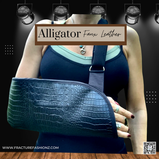Black Faux Alligator Leather arm sling