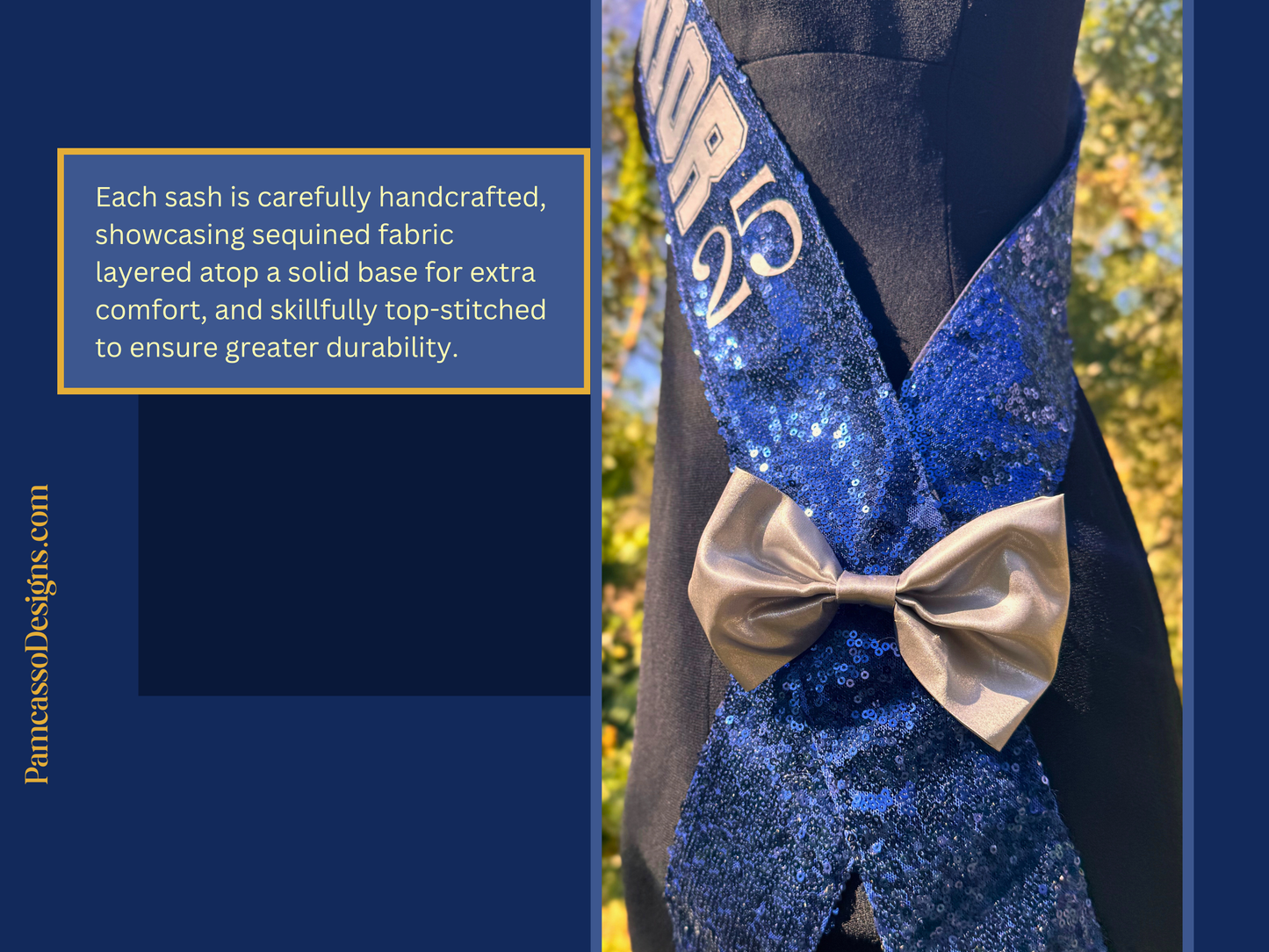 Sash | Elegant Royal Blue Customizable Sash - gradauation stole - party scarf - birthday accessory