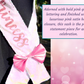Sash | Iridescent White with Soft Pink Hue Sequins Fabric Birthday Girl Sash with Pink Glittery Lettering