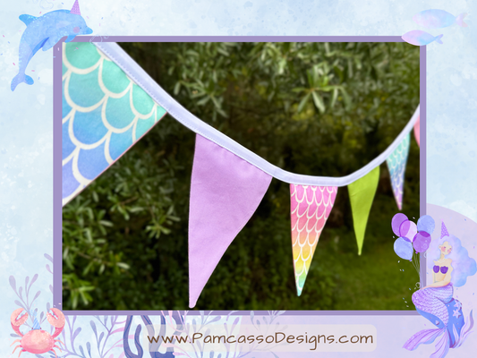 Bunting | Colorful Mermaid Scales Bunting Garland - Party Decoration, Birthday Party Flags