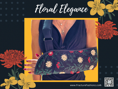 Arm Sling | Floral Elegance: Black Lace Embroidered Arm Sling