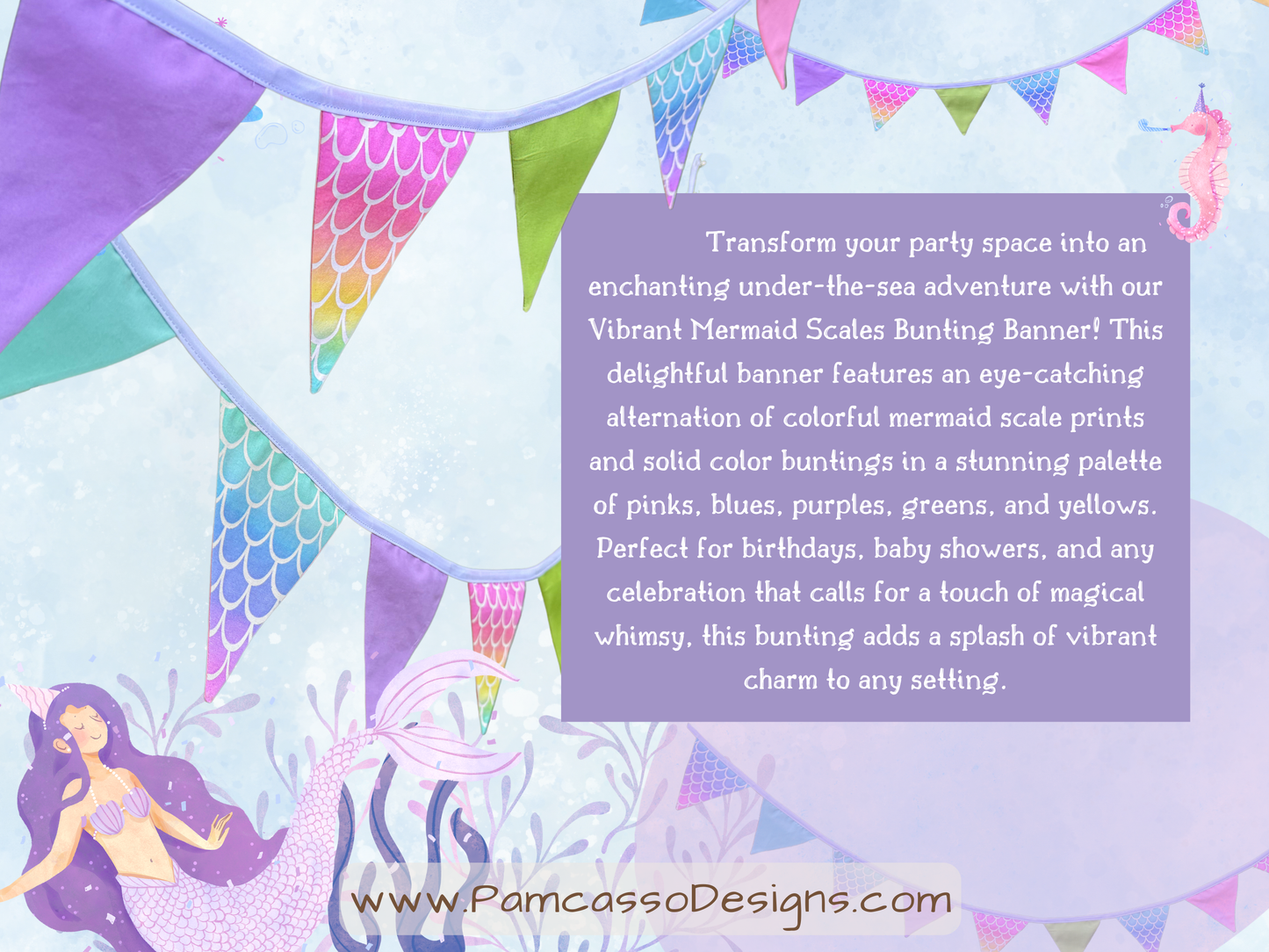 Bunting | Colorful Mermaid Scales Bunting Garland - Party Decoration, Birthday Party Flags