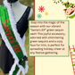 Écharpe | Étole à sequins verts « L'elfe du Père Noël » avec bordure en fourrure – Tenue écharpe de Noël du Père Noël