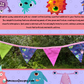 Guirlande | Guirlande de fanions en coton colorée sur le thème des monstres - Décoration de drapeaux de fête