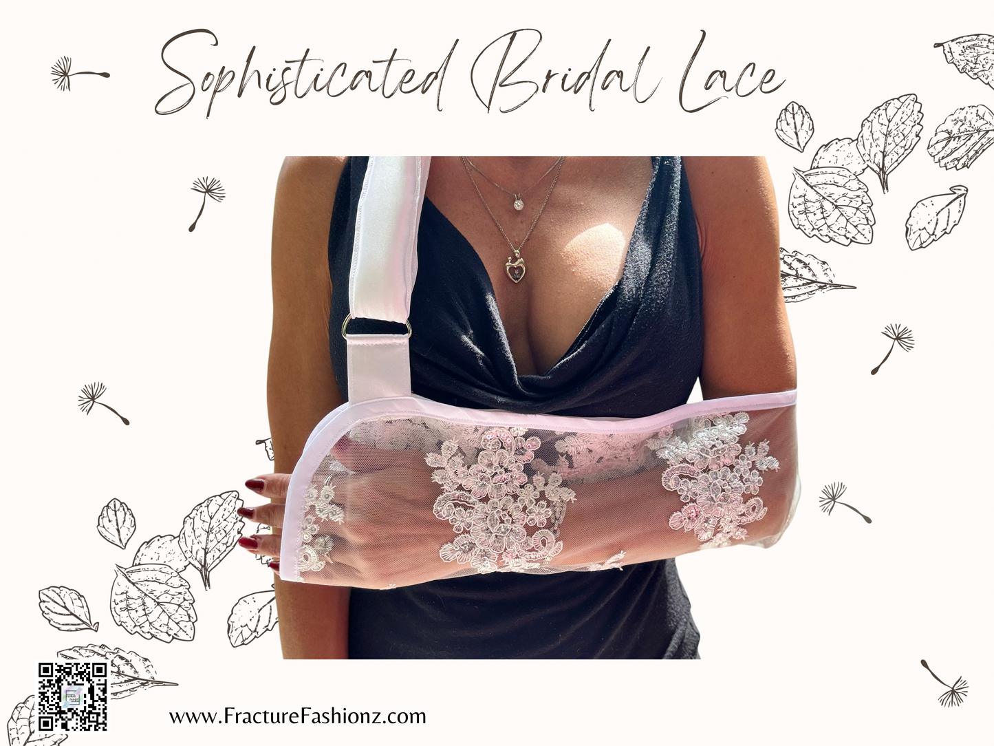 Sophisticated Bridal Lace Arm Sling: Embroidered Sequin Floral Diamond Pattern