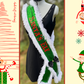 Écharpe | Étole à sequins verts « L'elfe du Père Noël » avec bordure en fourrure – Tenue écharpe de Noël du Père Noël