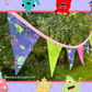 Guirlande | Guirlande de fanions en coton colorée sur le thème des monstres - Décoration de drapeaux de fête