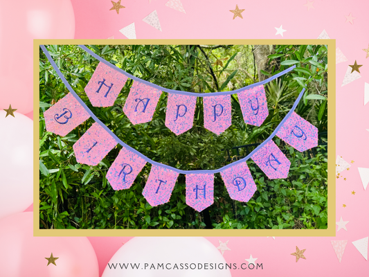 Bunting | Pastel Sequins Birthday Banner: Sparkle Party Flags