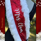 Écharpe | Écharpe étoles pailletée rouge Mère Noël avec bordure en fausse fourrure et nœud en satin - Père Noël - Accessoire de fête de Noël