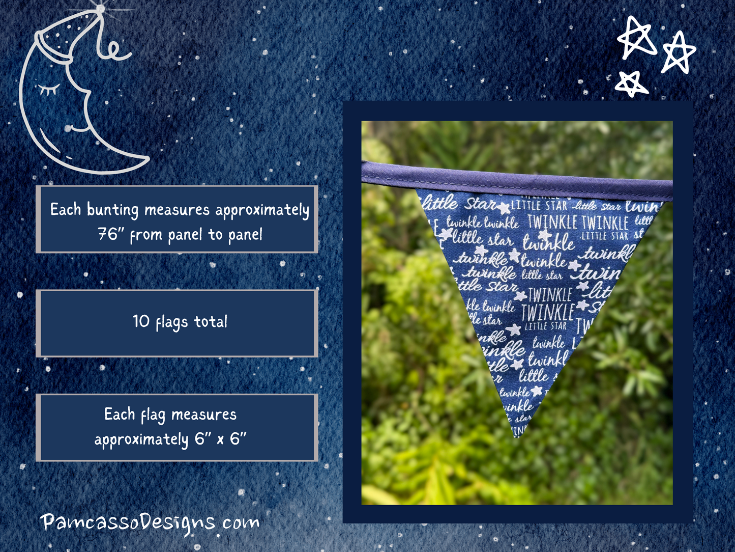 Twinkle Twinkle Little Star Nursery Bunting - Navy and Gray Baby Room Decor