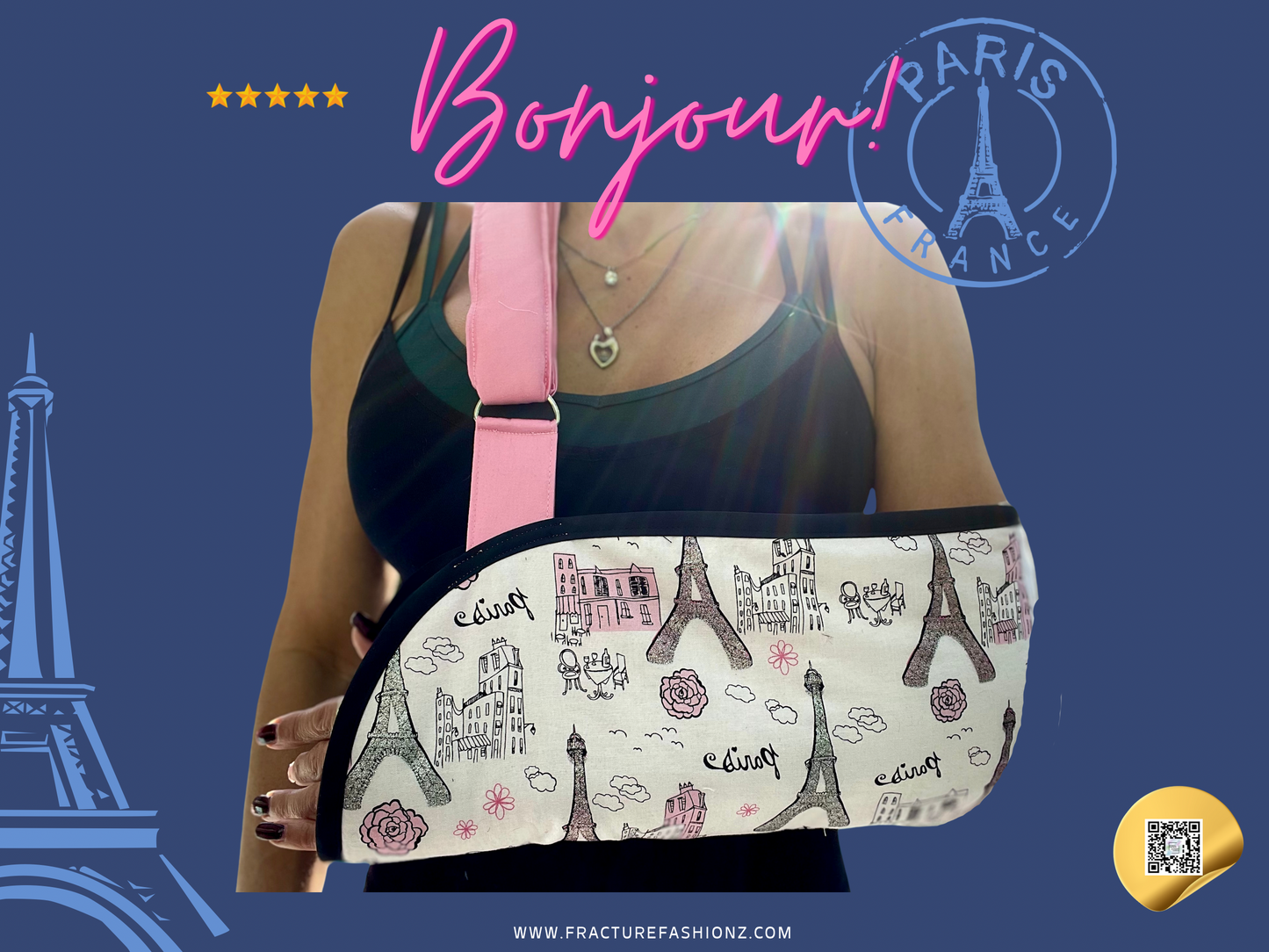 Arm Sling | Bonjour Arm Sling - Fashionable Paris themed arm support