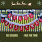 Bunting | Merry Christmas Banner - Red Sequin Fabric with White Faux Fur Trim, Santa-Inspired Holiday Decor, Festive Party Decoration with Black Bow