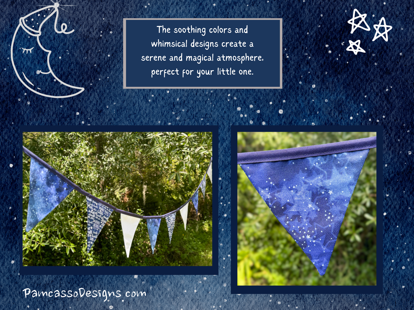 Twinkle Twinkle Little Star Nursery Bunting - Navy and Gray Baby Room Decor