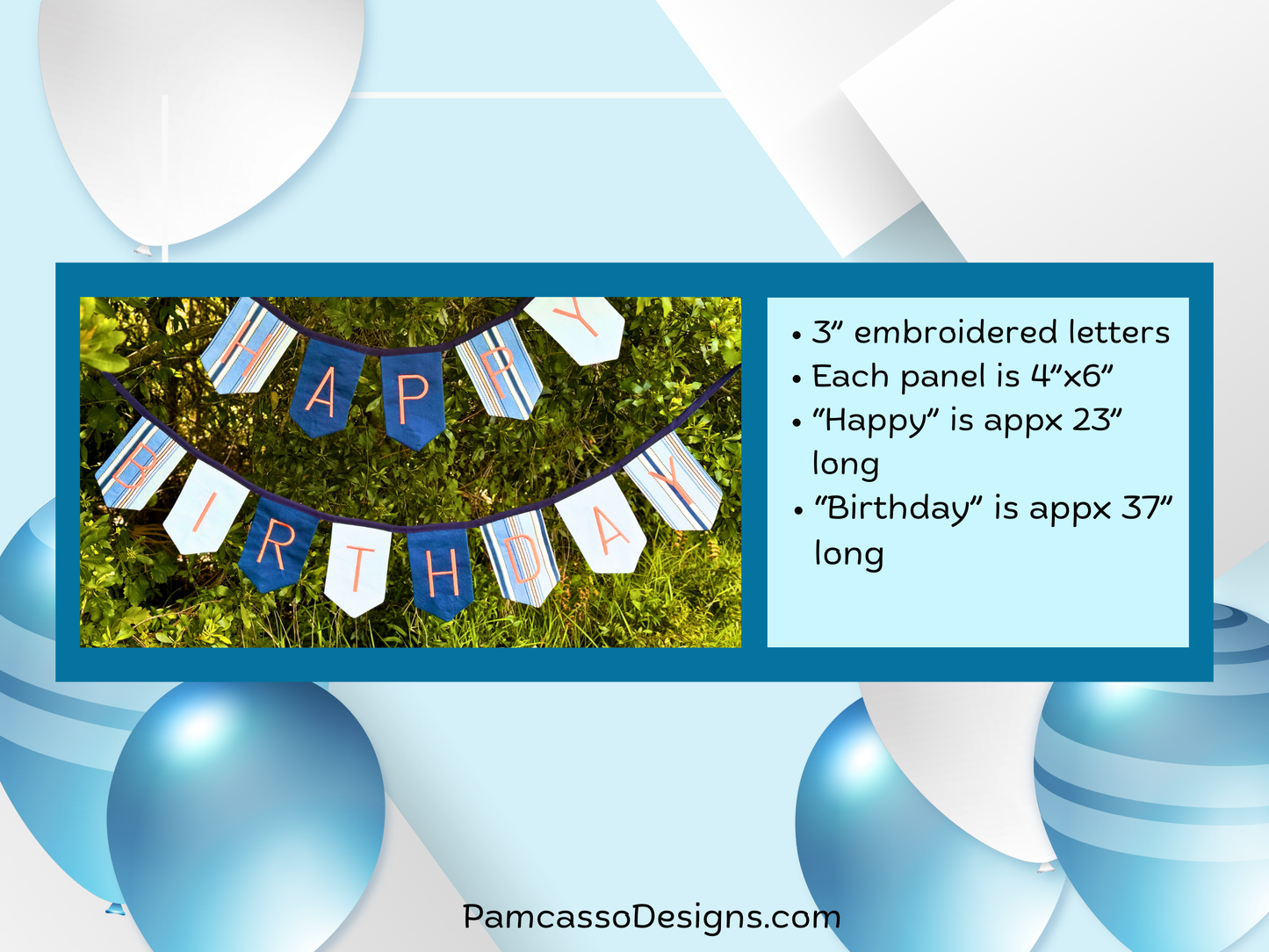 Bunting | Exquisite Durable Canvas Birthday Banner Bunting with Vibrant Embroidered Letters