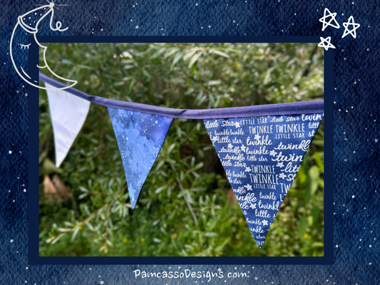 Twinkle Twinkle Little Star Nursery Bunting - Navy and Gray Baby Room Decor