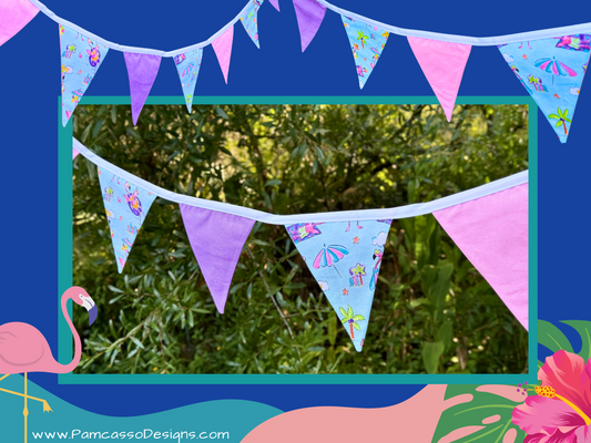 Bunting | Flamingo Beach Bunting – Tropical Hula Party Decor Garland - Party Decoration, Birthday Party Flags