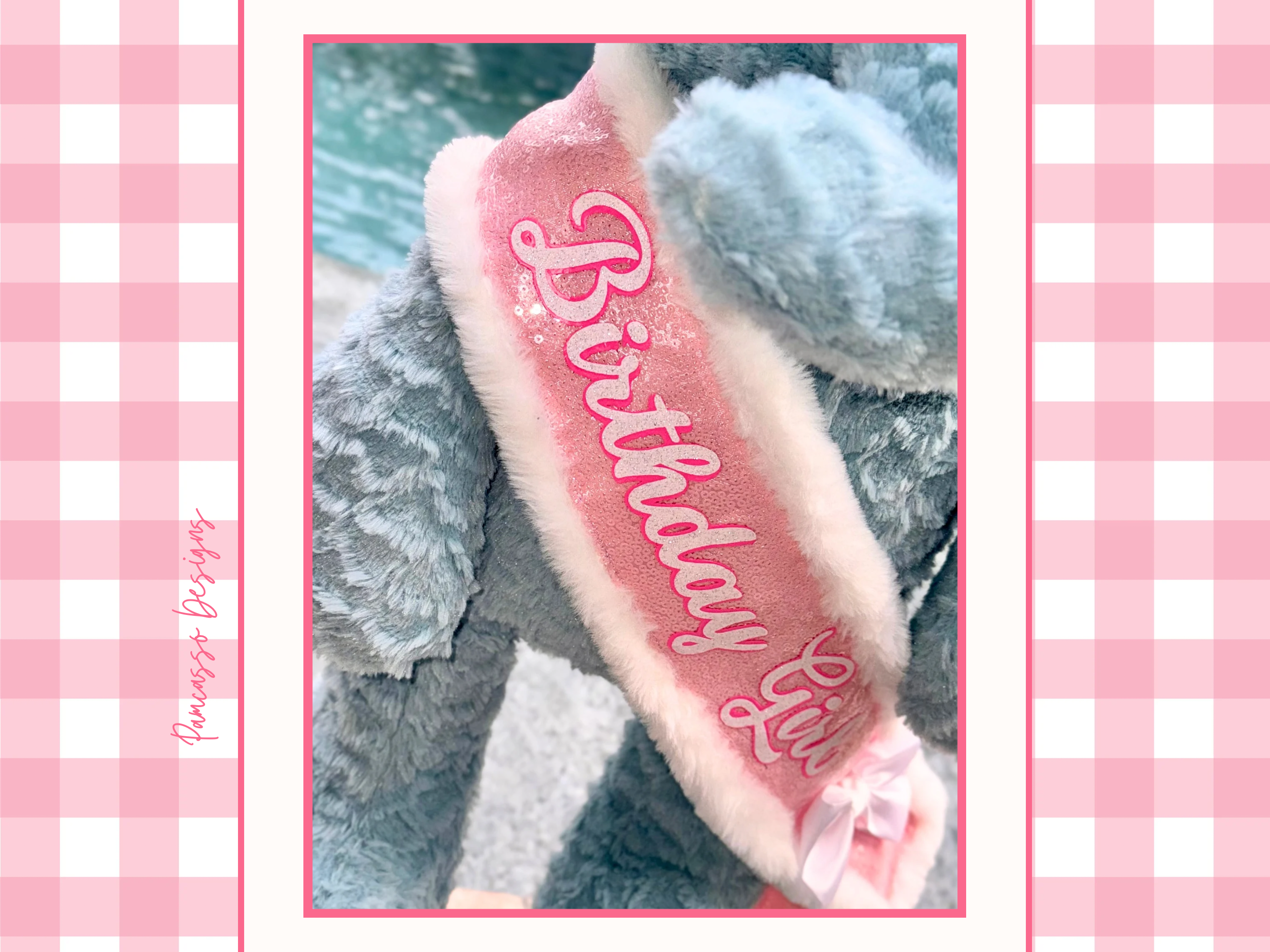 Sash | Baby Pink Sequins Birthday Party Sash- First Birthday, Baby Shower