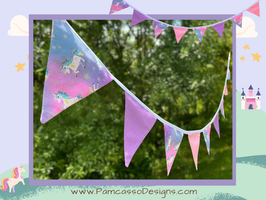 Unicorn Dreams Bunting Garland - Pink Purple Party Decoration, Birthday Party Flags