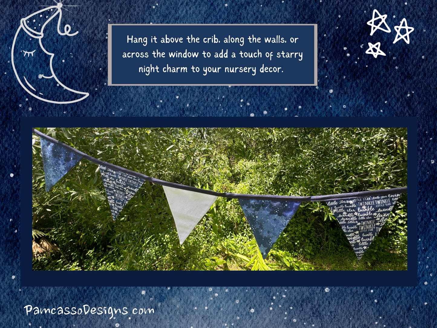 Twinkle Twinkle Little Star Nursery Bunting - Navy and Gray Baby Room Decor