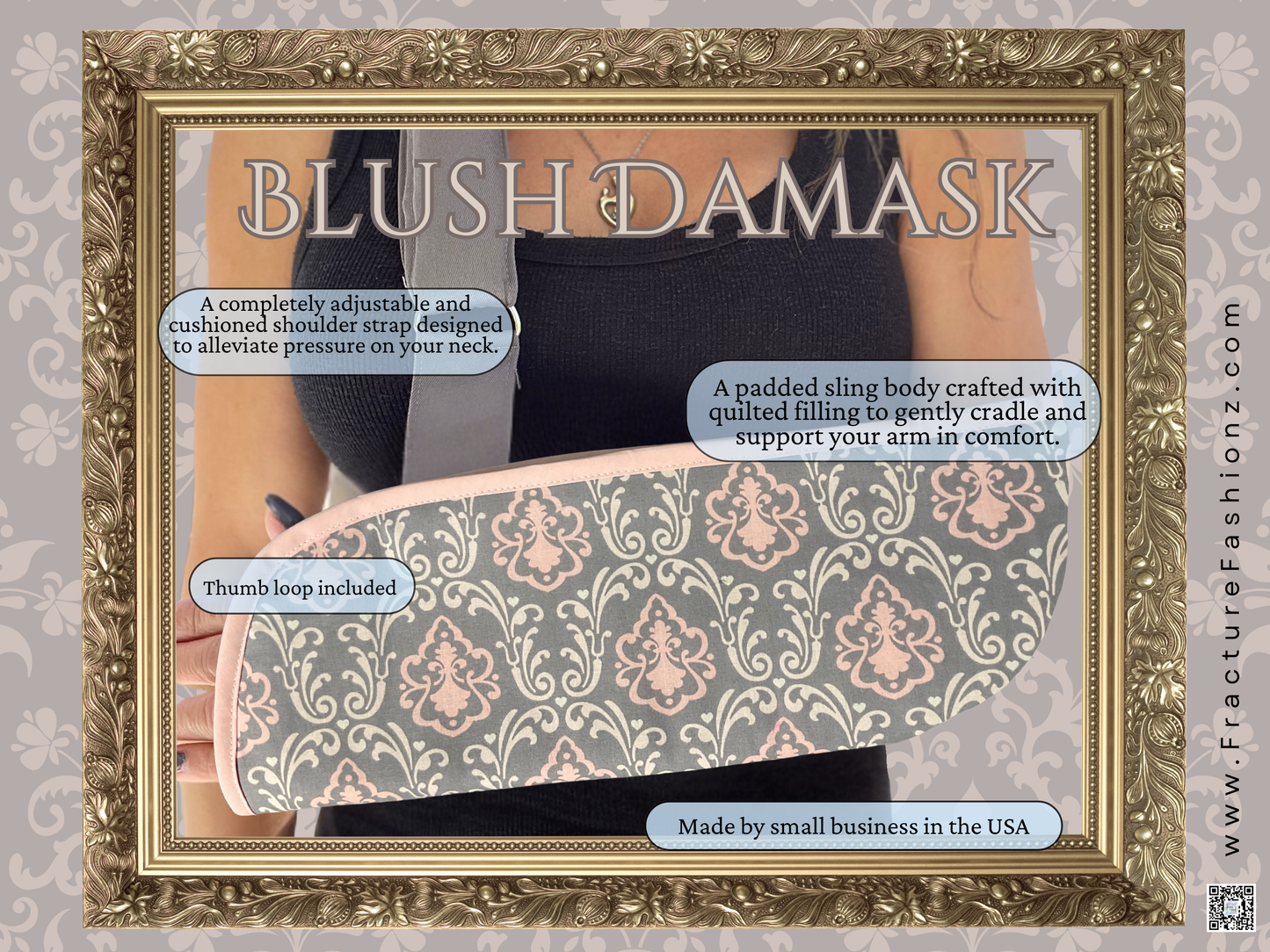 Arm Sling | Blush Damask Designer Arm Sling