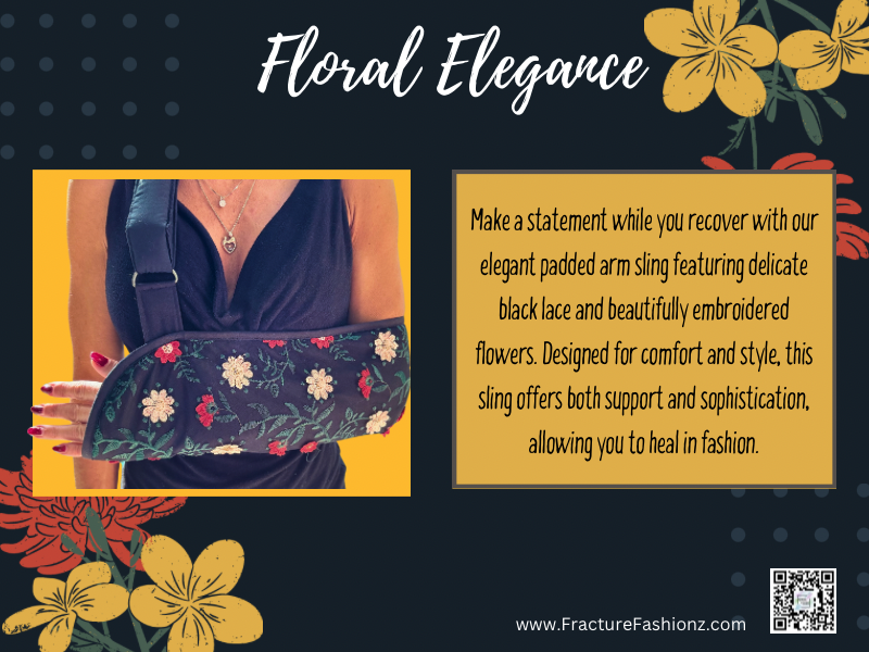 Floral Elegance: Black Lace Embroidered Arm Sling