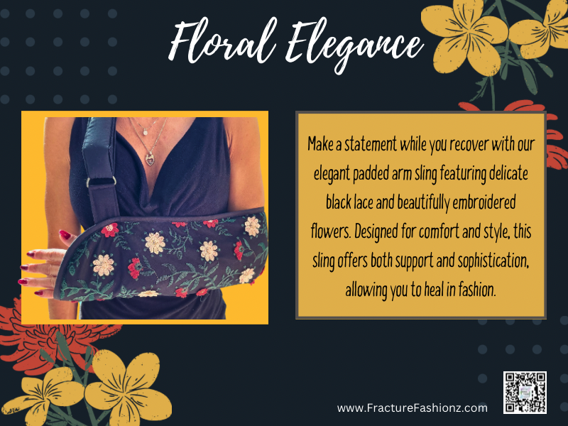 Arm Sling | Floral Elegance: Black Lace Embroidered Arm Sling