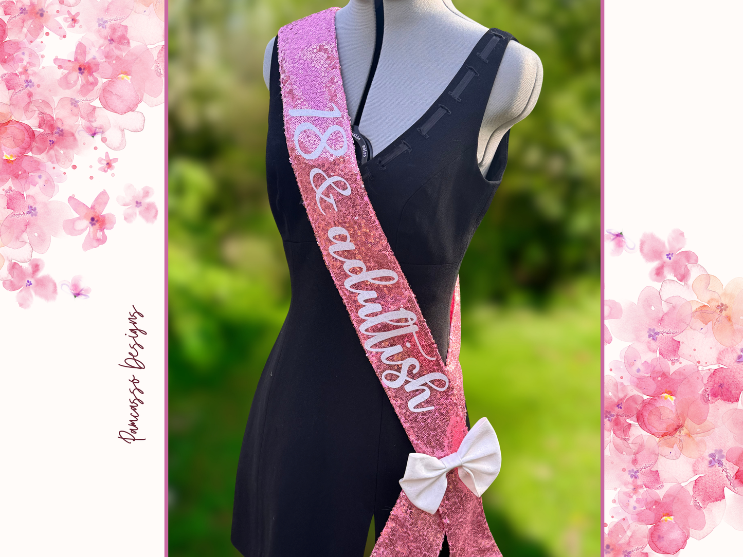 Sash | Birthday Girl Pink Sparkly Sequins Sash with Satin Bow