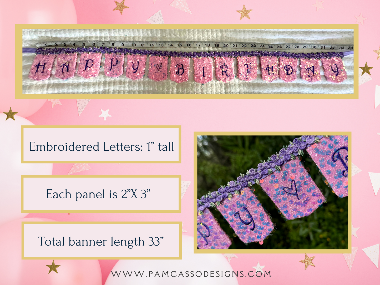 Bunting | MINI Tabletop Pastel Sequins Birthday Bunting: Sparkle and Elegance for Her Special Day