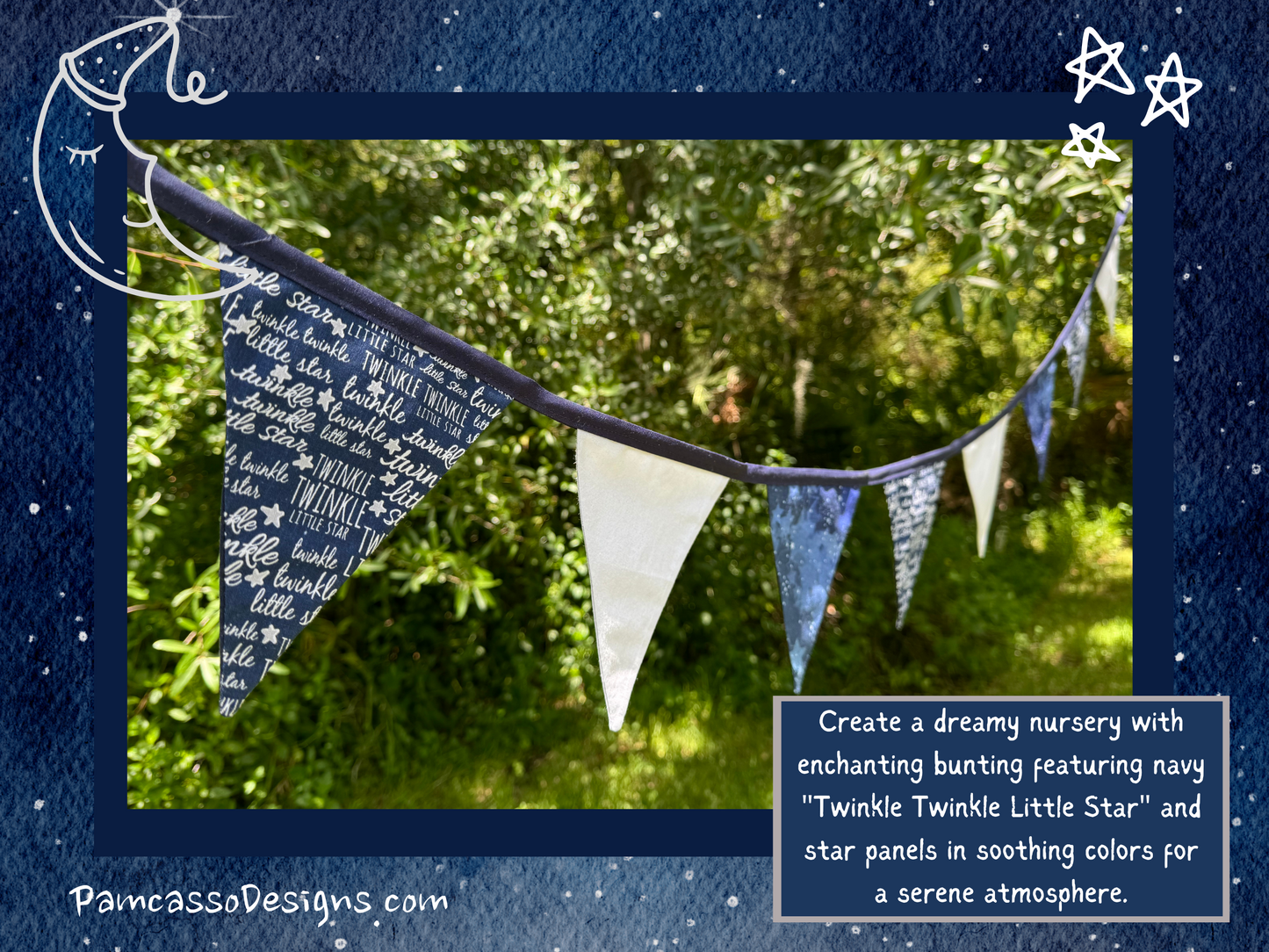 Twinkle Twinkle Little Star Nursery Bunting - Navy and Gray Baby Room Decor