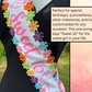 White Sequin Fabric Sash Stole with Colorful Embroidered Flowers & Pink Satin Bow – Customizable Celebration Sash - Sweet 16 - Birthday