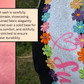 White Sequin Fabric Sash Stole with Colorful Embroidered Flowers & Pink Satin Bow – Customizable Celebration Sash - Sweet 16 - Birthday