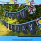 Bunting | Customizable Heavy Duty Canvas Happy Birthday Bunting with Embroidered Letters Interchangeable Theme Panels
