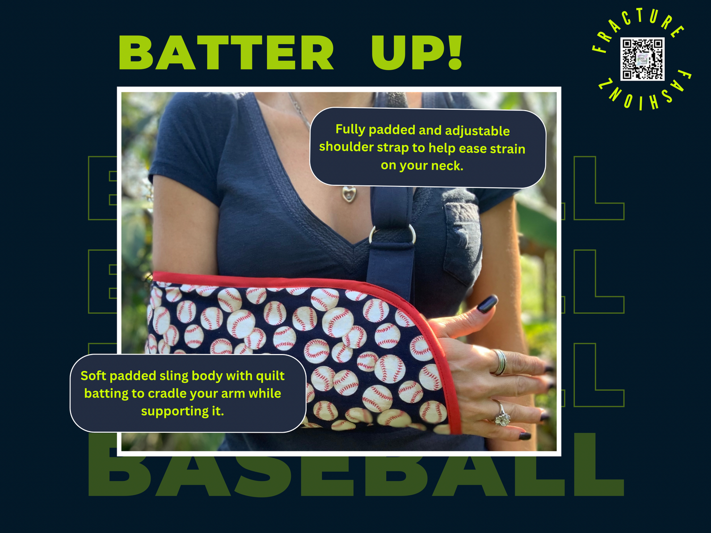 Arm Sling | Batter Up! Arm Sling - baseball sports themed arm sling