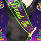 Sash | Mardi Gras “Bead Me” Purple Sequin Fabric Sash with Green and Gold accents