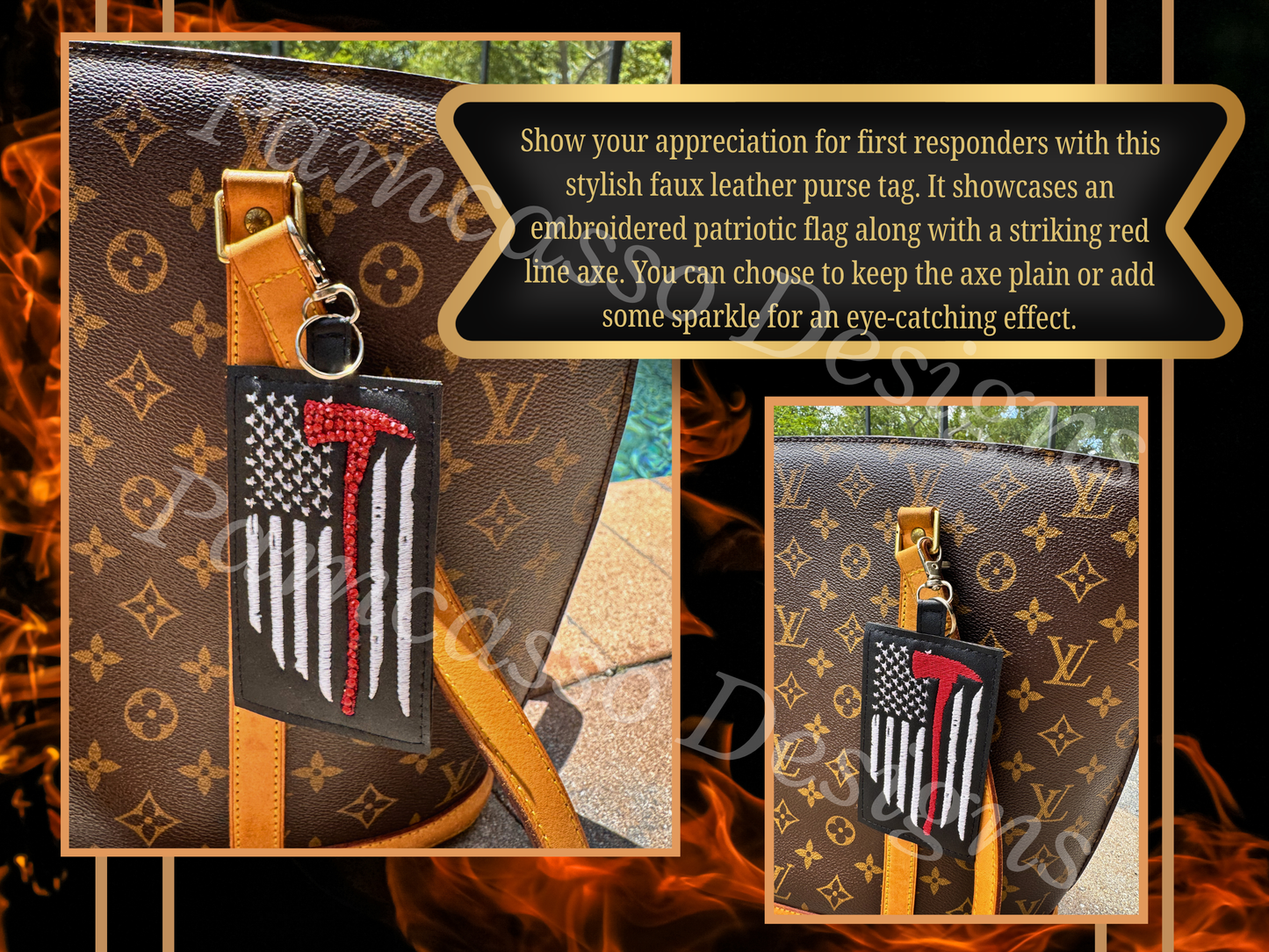 Patriotic Firefighter Purse Tag Keychain