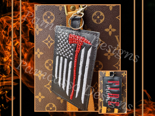 Patriotic Firefighter Purse Tag Keychain