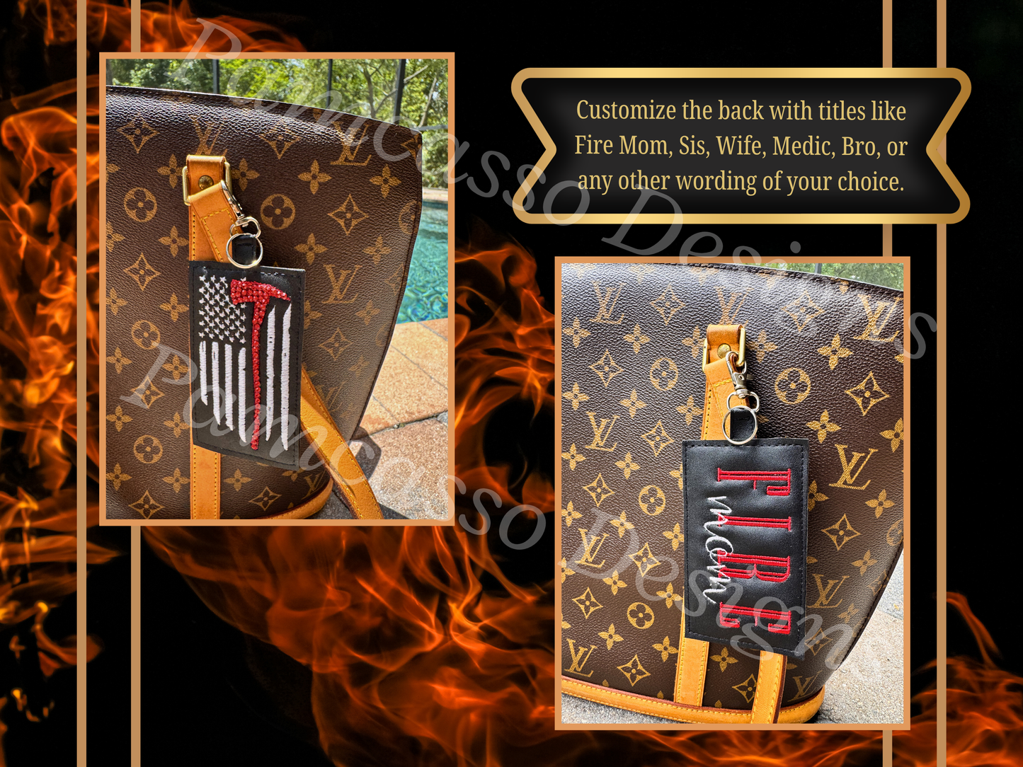 Patriotic Firefighter Purse Tag Keychain