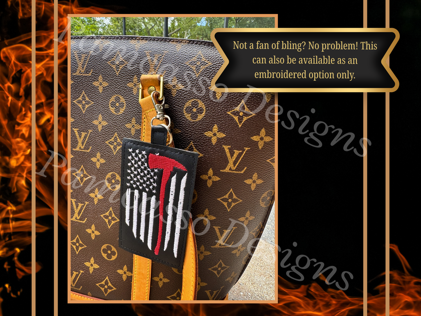 Patriotic Firefighter Purse Tag Keychain