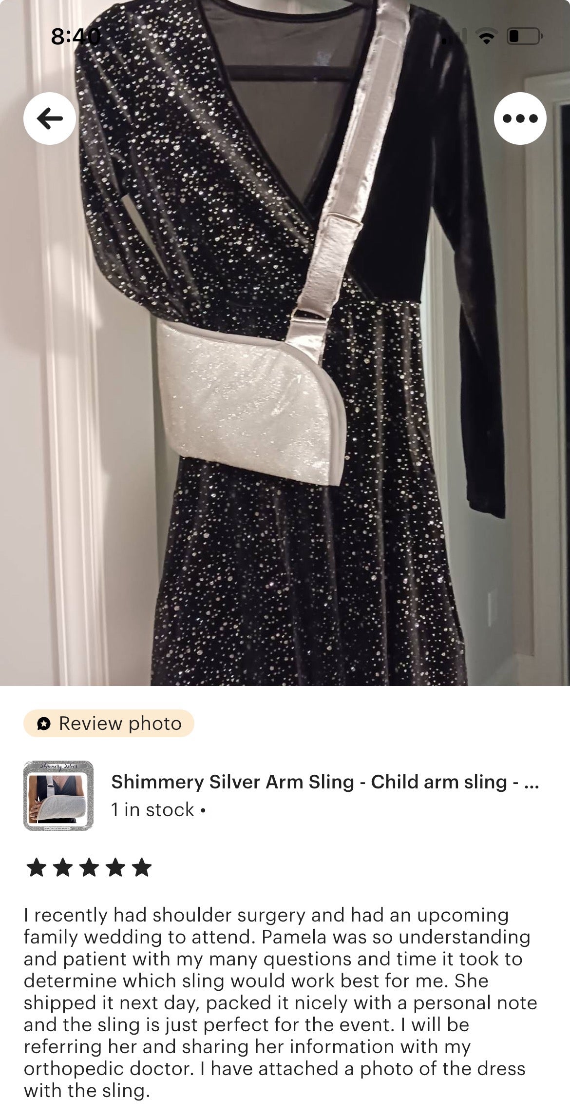Shimmery Silver Arm Sling