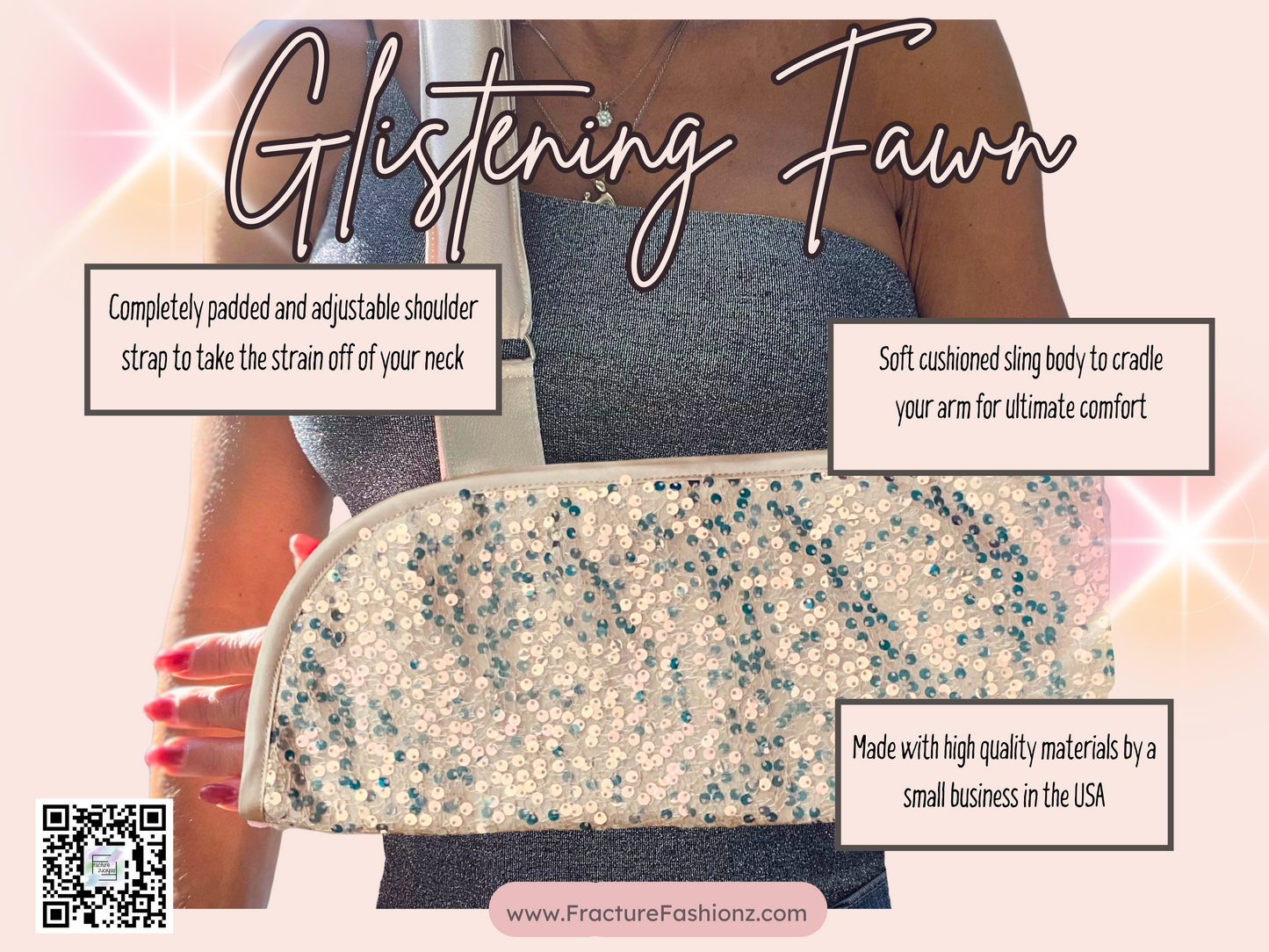 Arm Sling | Glistening Fawn: Sequin Padded Arm Sling